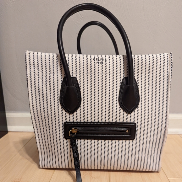 NWT Celine Phantom large black stripe on white - Picture 5 of 10